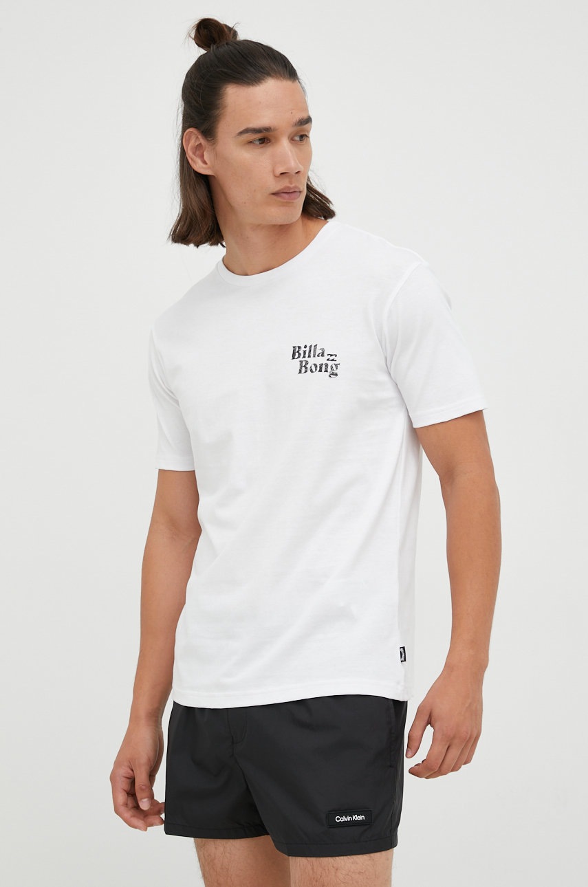 

Хлопковая футболка Billabong цвет белый с принтом