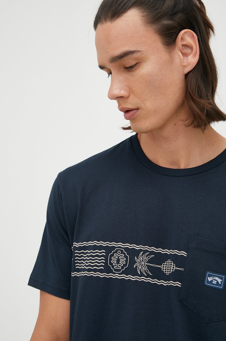 

Хлопковая футболка Billabong цвет синий с принтом