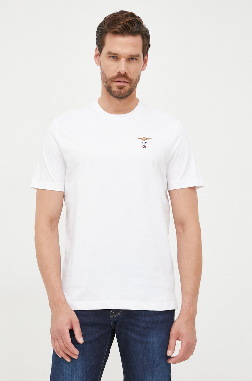 Aeronautica militare tricou din bumbac culoarea alb, neted