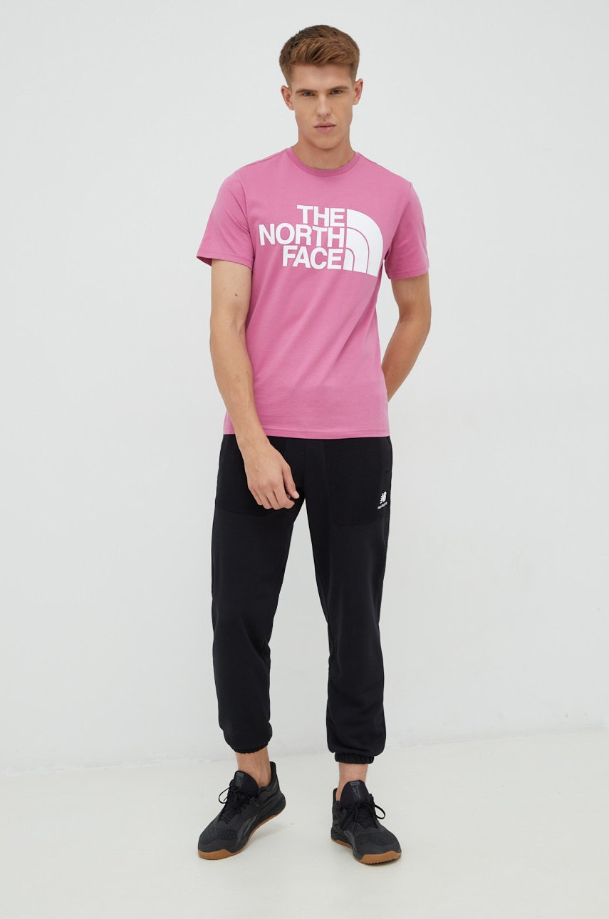 

Хлопковая футболка The North Face цвет розовый с принтом