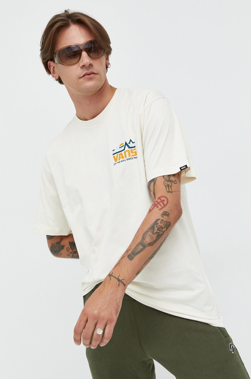 Vans tricou din bumbac culoarea bej, modelator