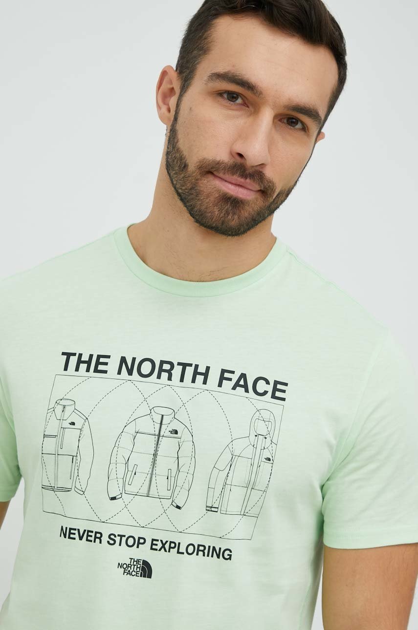 

Памучна тениска The North Face в зелено с принт, Зелен