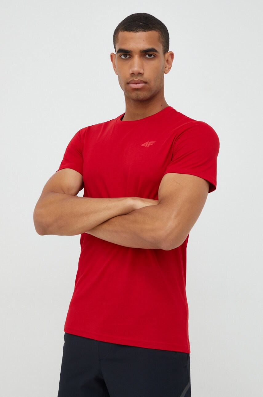 4f tricou din bumbac culoarea rosu, neted