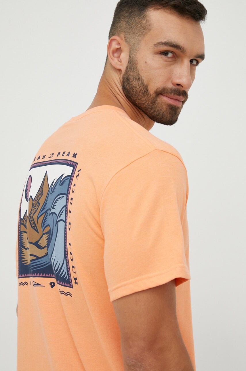 Quiksilver tricou barbati, culoarea portocaliu, cu imprimeu