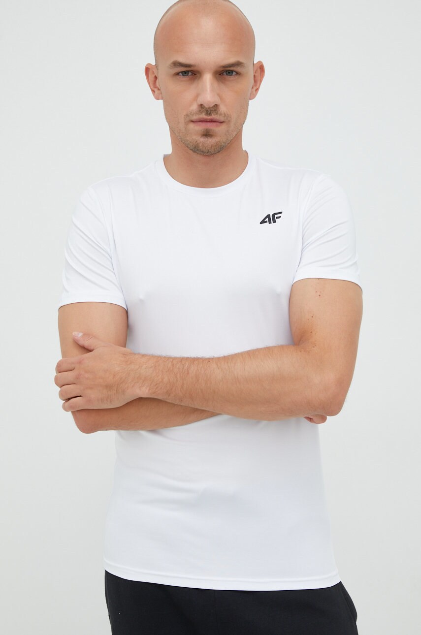 4f tricou de antrenament culoarea alb, neted
