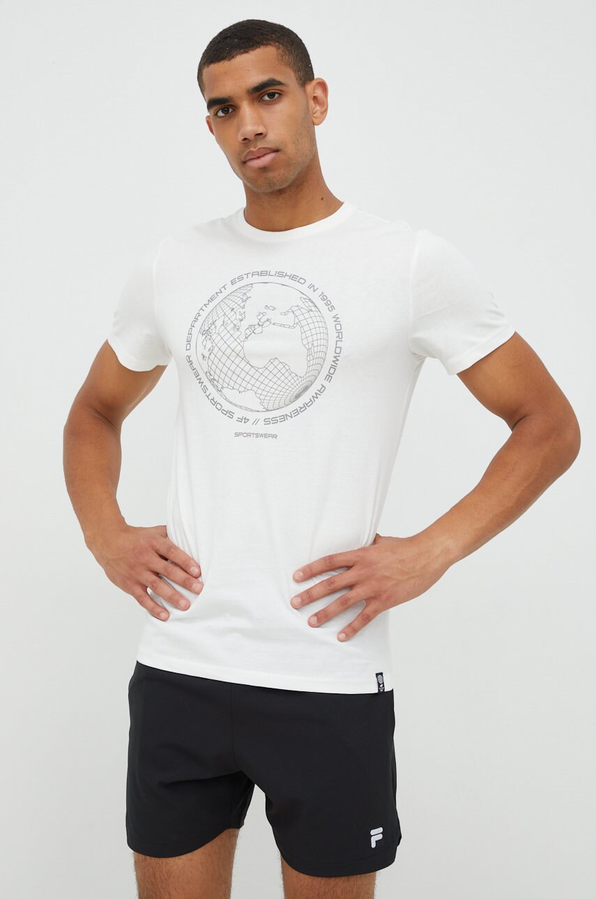 4f tricou din bumbac culoarea bej, neted