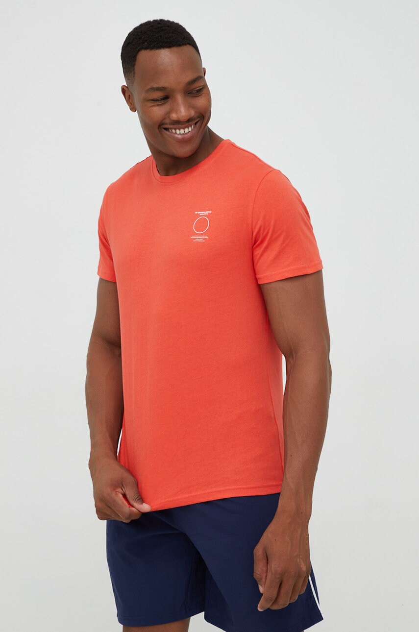 4f tricou din bumbac culoarea portocaliu, cu imprimeu