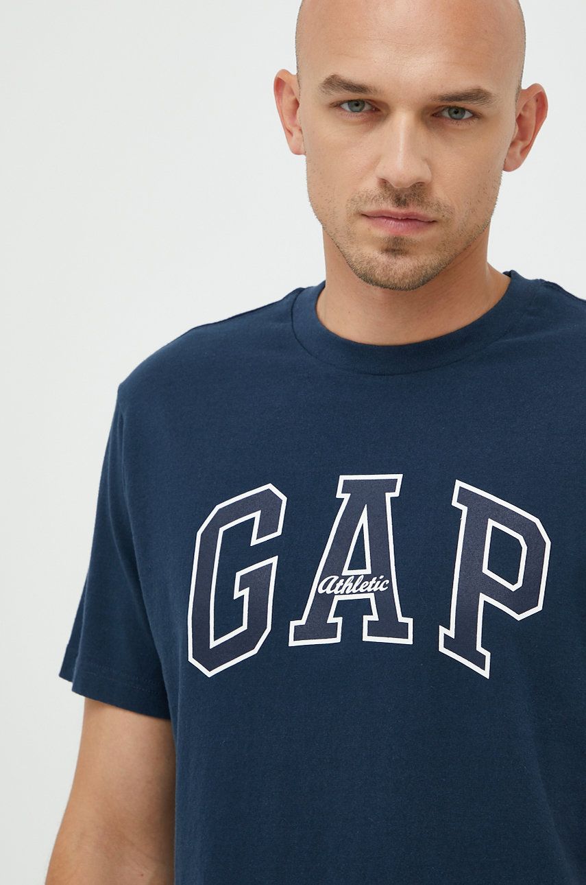 Bavlněné tričko GAP tmavomodrá barva - námořnická modř -  100% Bavlna