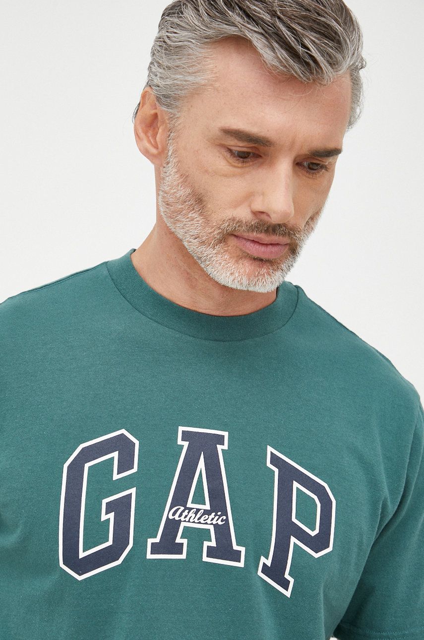 GAP tricou din bumbac culoarea verde, cu imprimeu