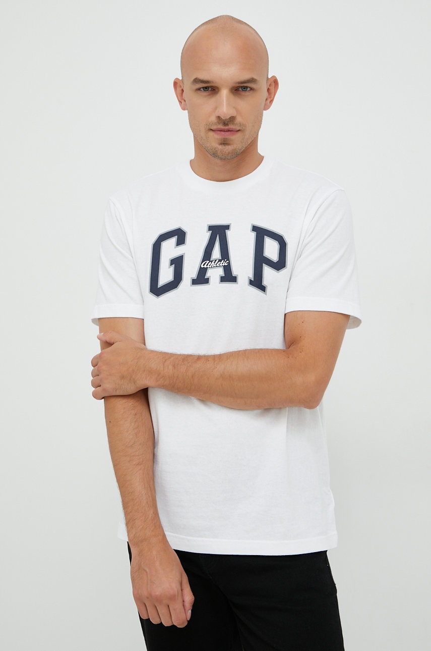 

Памучна тениска GAP в бяло с изчистен дизайн, Бял