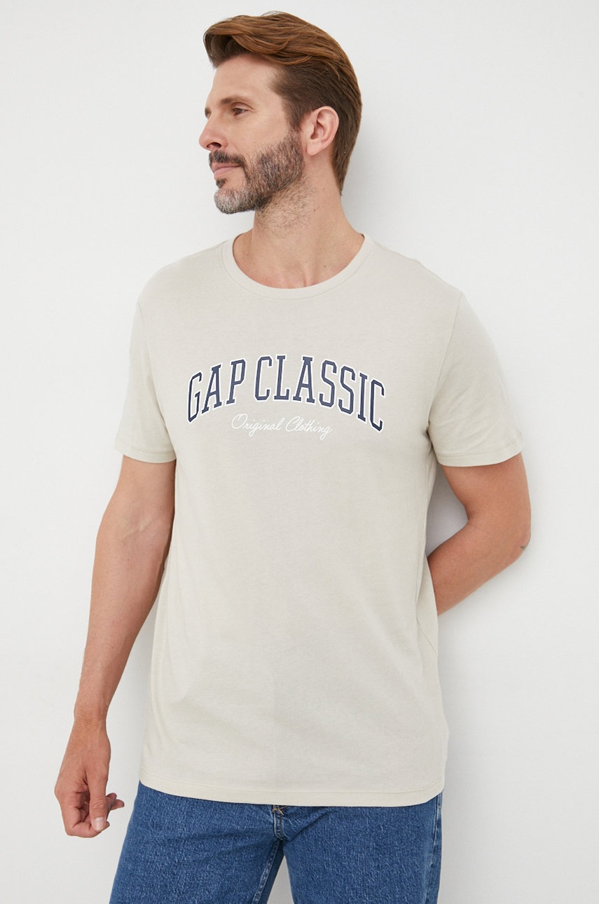 

Памучна тениска GAP в бежово с принт, Бежов