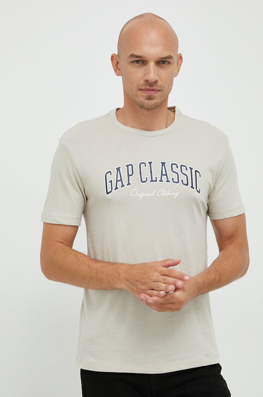 Bavlněné tričko GAP béžová barva - béžová -  100% Bavlna