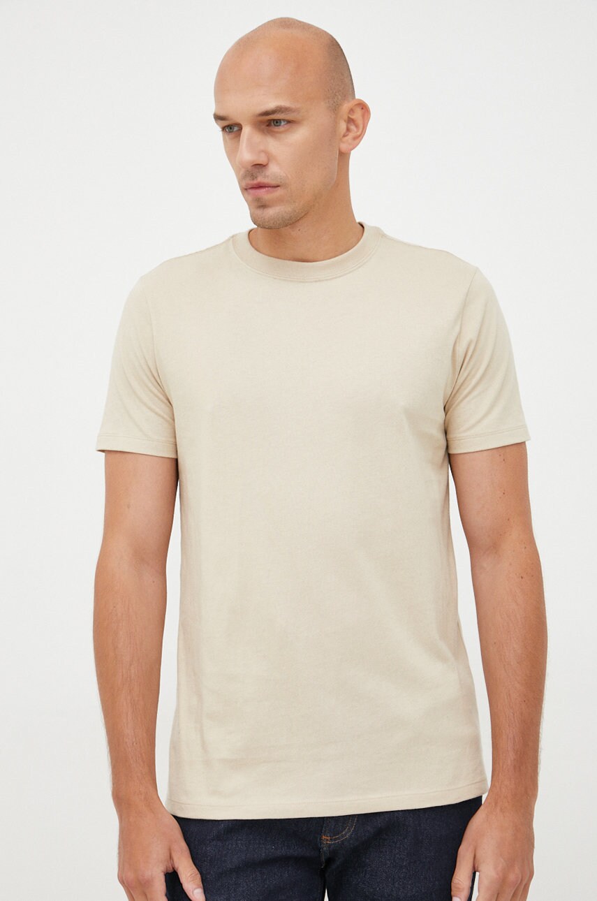 Gap tricou din bumbac culoarea bej, neted