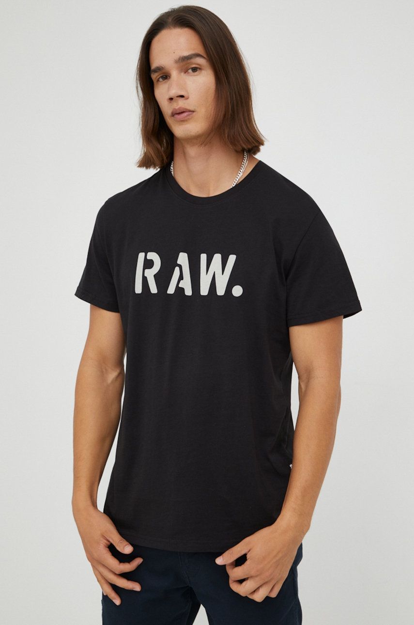 G-Star Raw tricou din bumbac culoarea alb, cu imprimeu answear.ro
