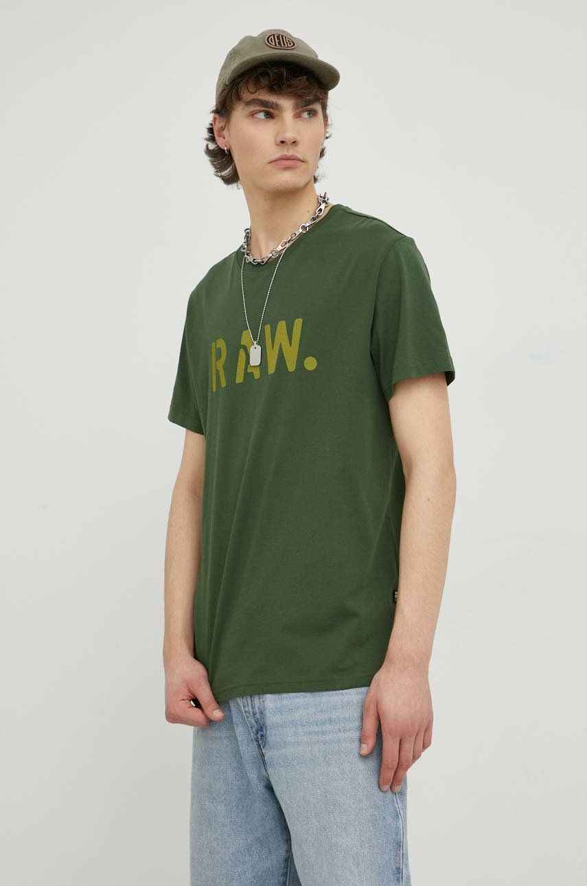 G-Star Raw tricou din bumbac , culoarea verde, cu imprimeu answear.ro imagine noua