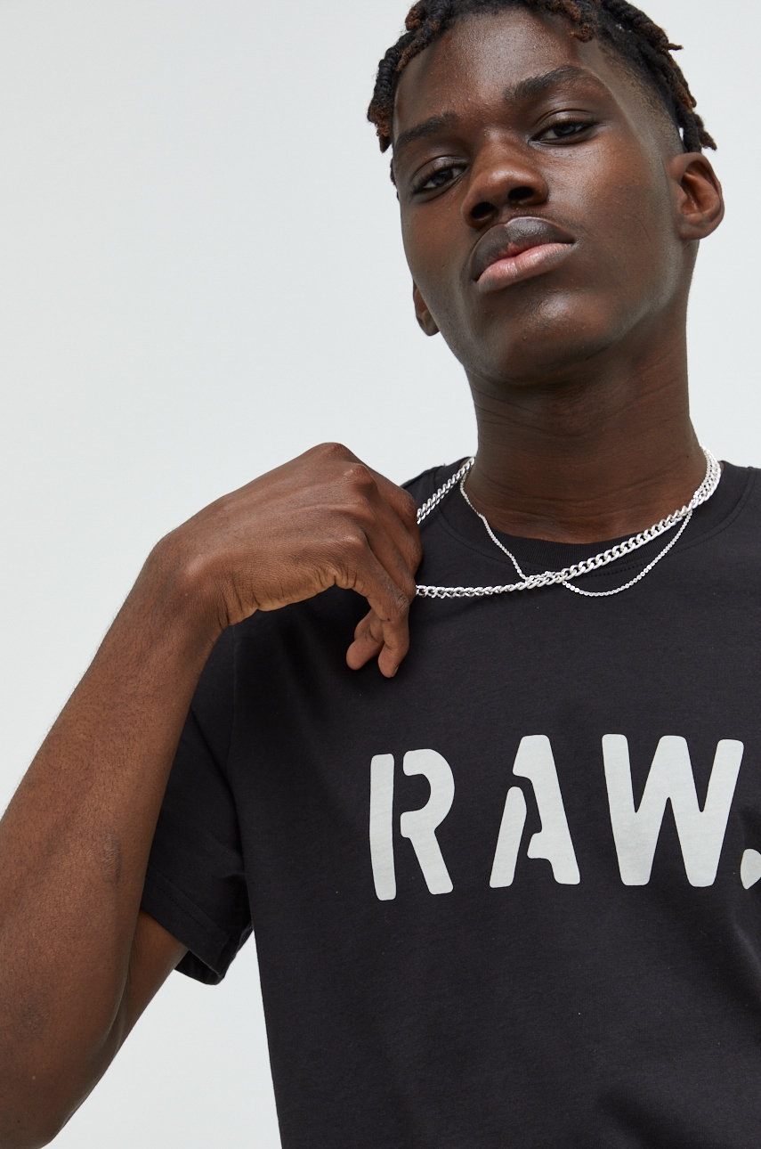 

Хлопковая футболка G-Star Raw цвет чёрный с принтом