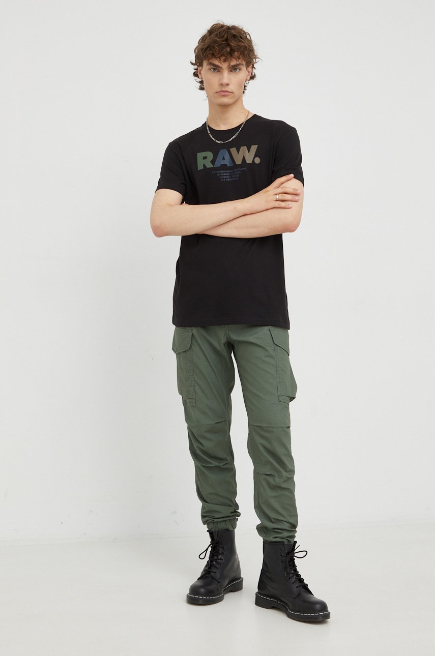 

Хлопковая футболка G-Star Raw цвет чёрный с принтом