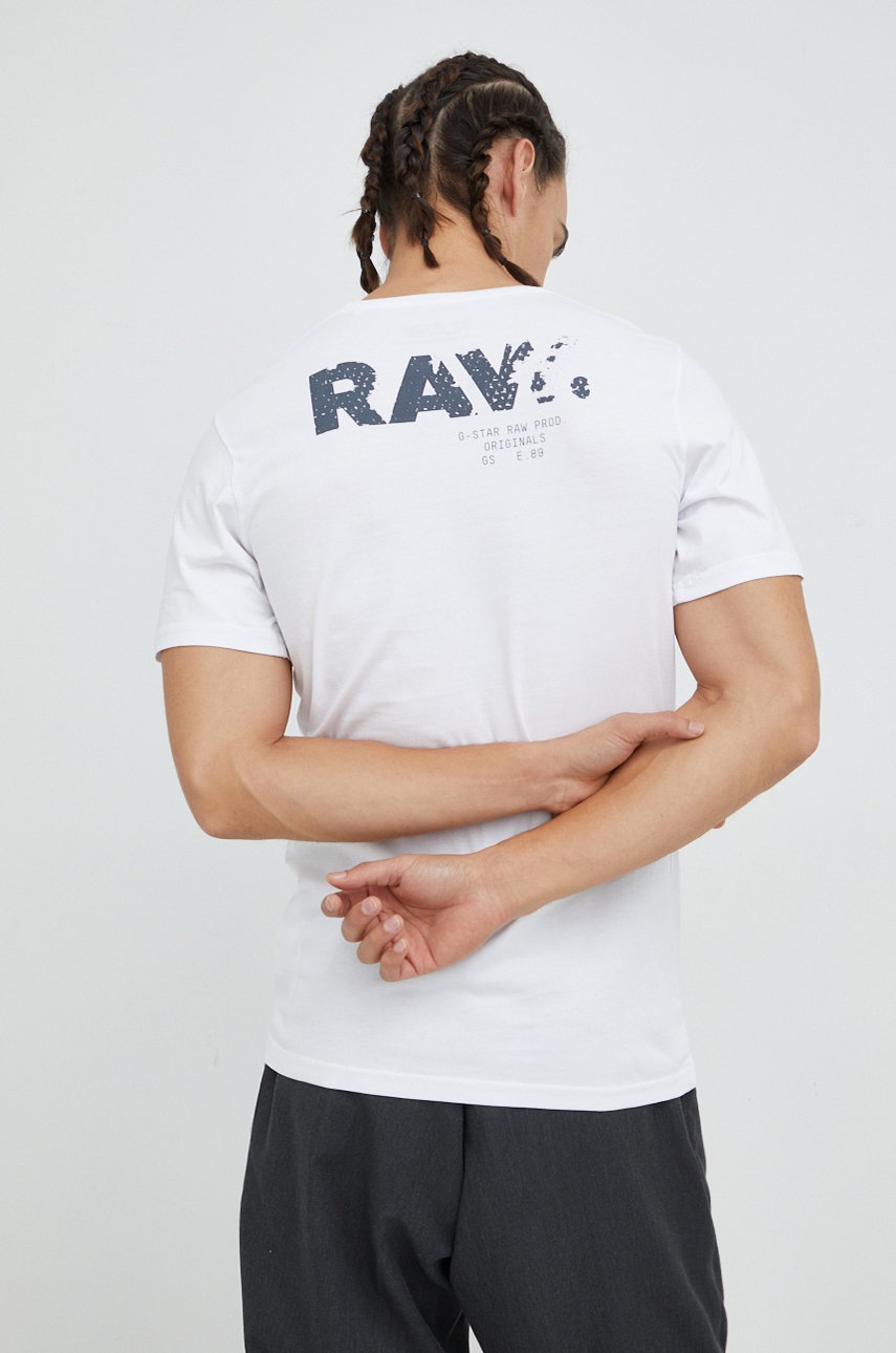 

Бавовняна футболка G-Star Raw колір білий з принтом