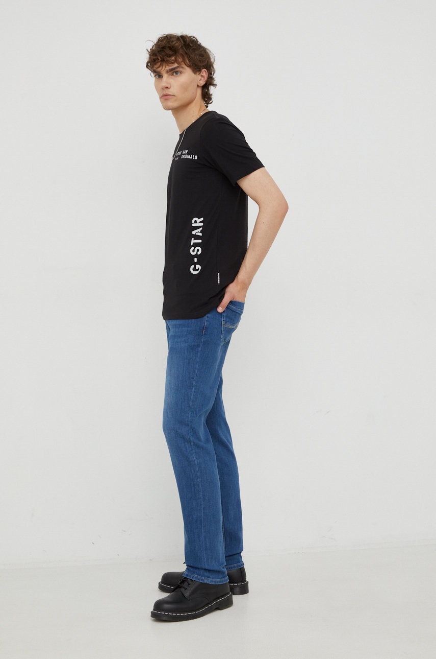 

Памучна тениска G-Star Raw в черно с принт, Черен