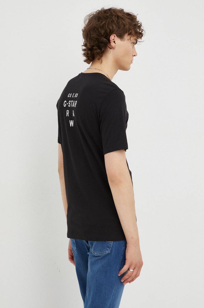 

Хлопковая футболка G-Star Raw цвет чёрный с принтом