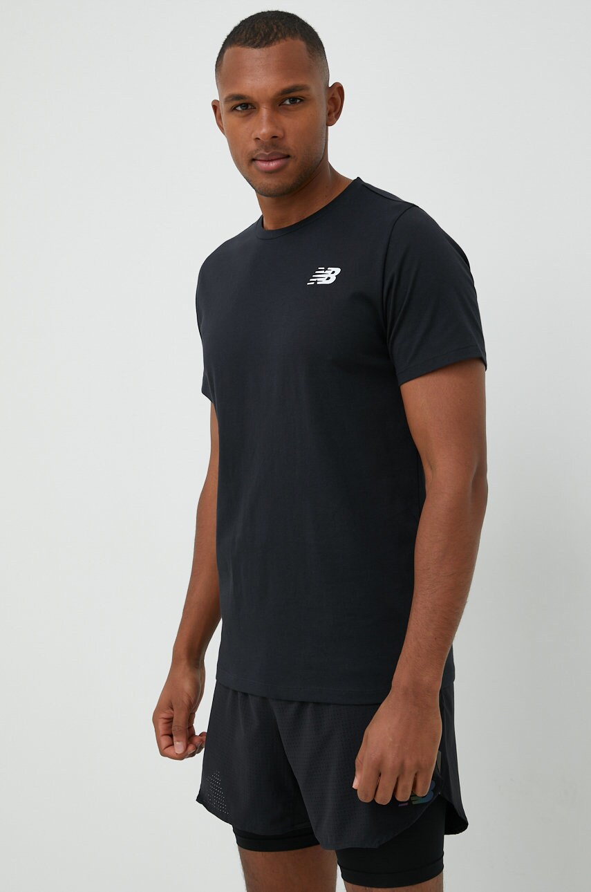 New balance tricou barbati, culoarea negru, neted