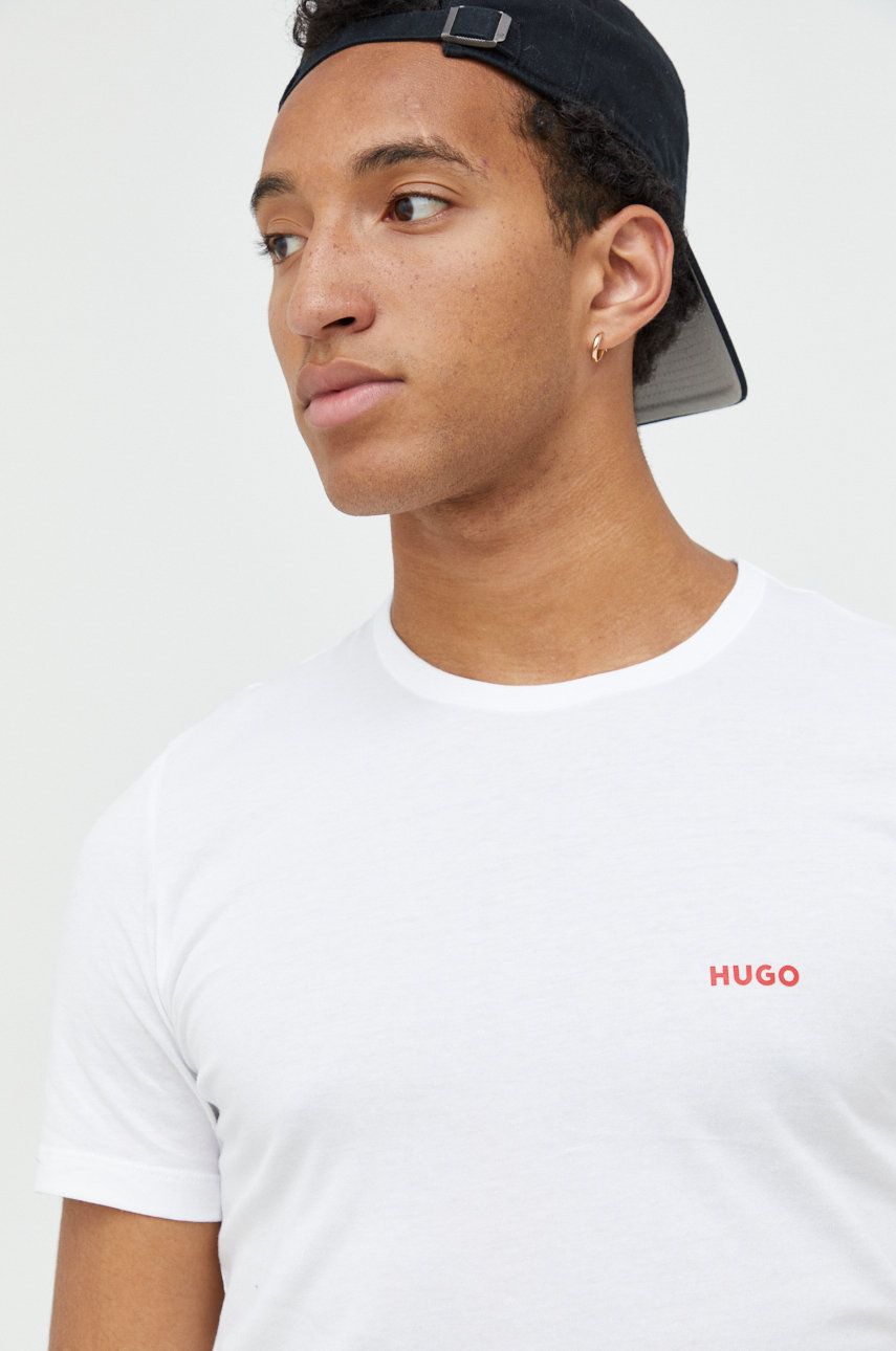 HUGO tricou din bumbac 3-pack culoarea alb, cu imprimeu 50480088
