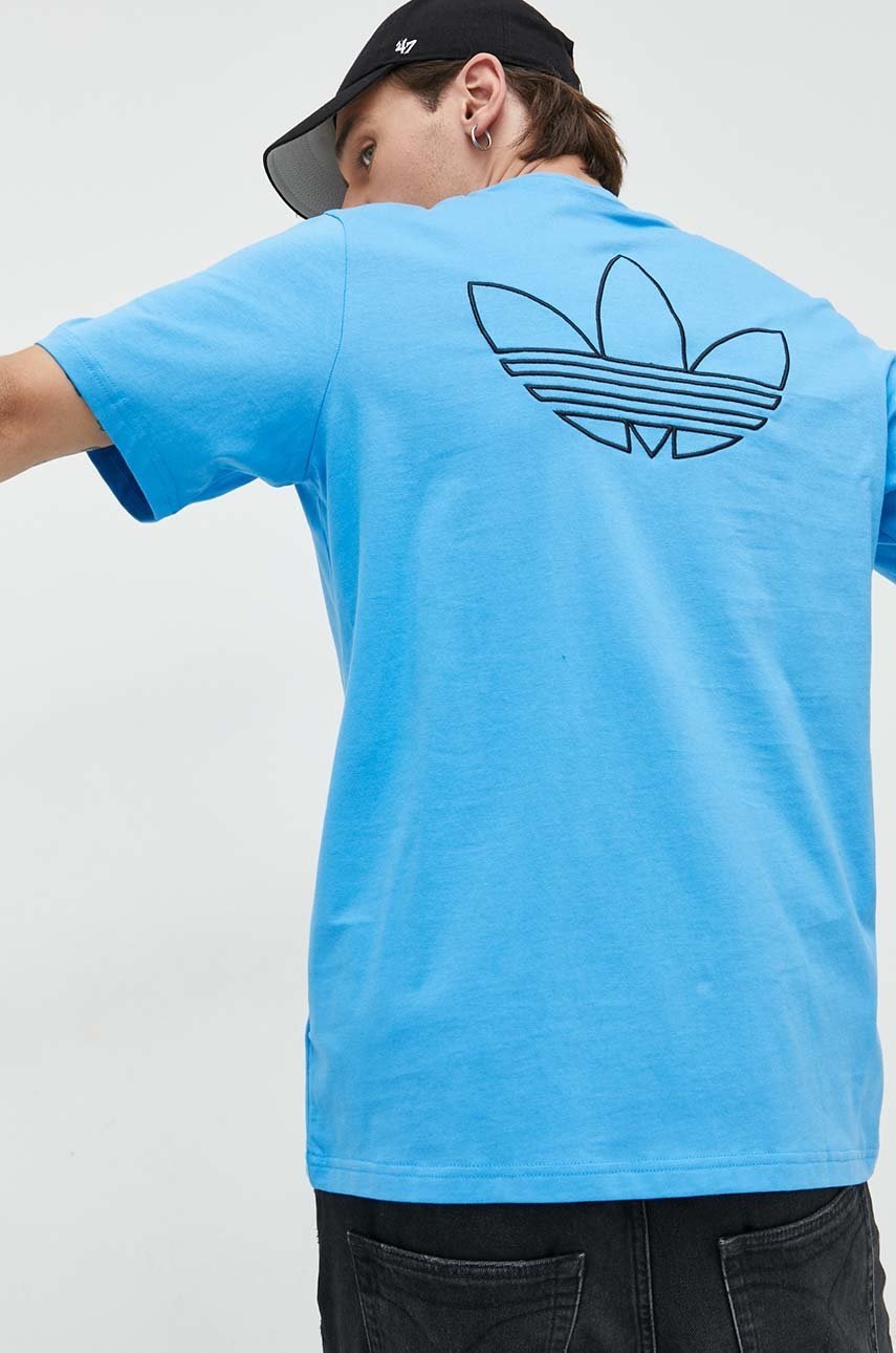 

Памучна тениска adidas Originals с апликация, Син