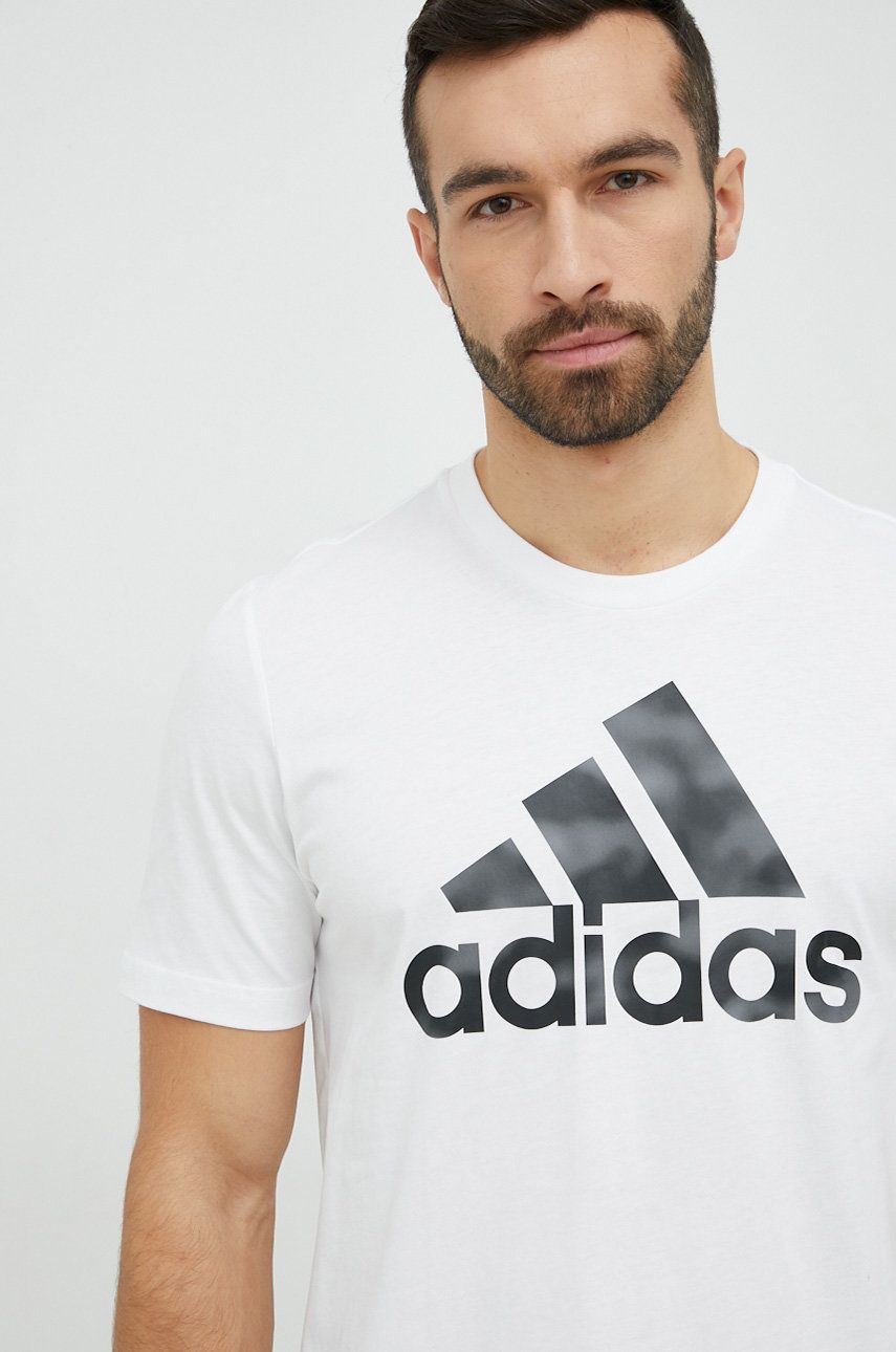 Adidas tricou din bumbac culoarea alb, cu imprimeu adidas imagine noua