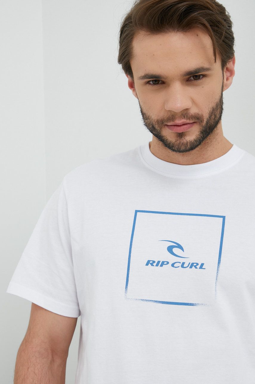 Rip Curl tricou din bumbac Corp Icon Tee culoarea alb, cu imprimeu