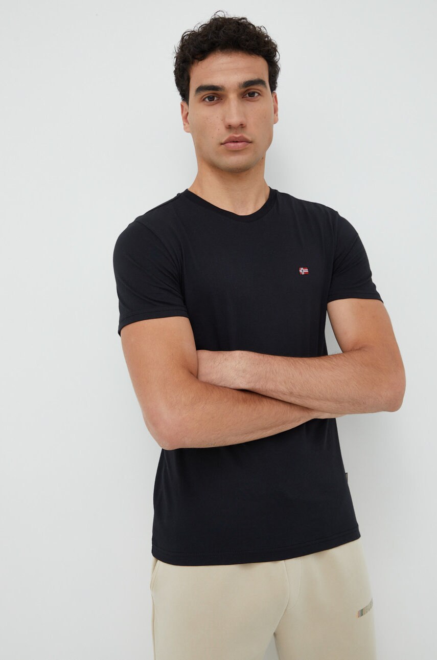 Napapijri tricou din bumbac culoarea negru, neted