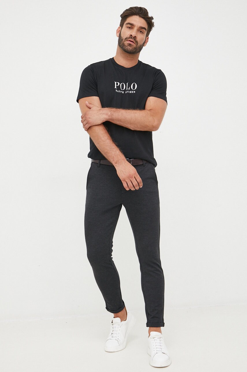 

Бавовняна футболка Polo Ralph Lauren колір чорний з принтом