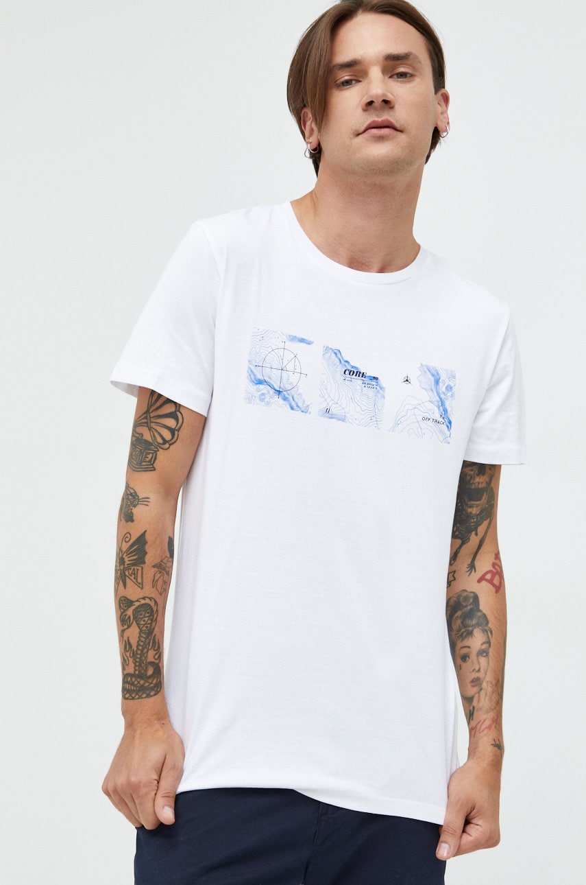 Jack & jones tricou din bumbac jcotechnic, culoarea alb, cu imprimeu