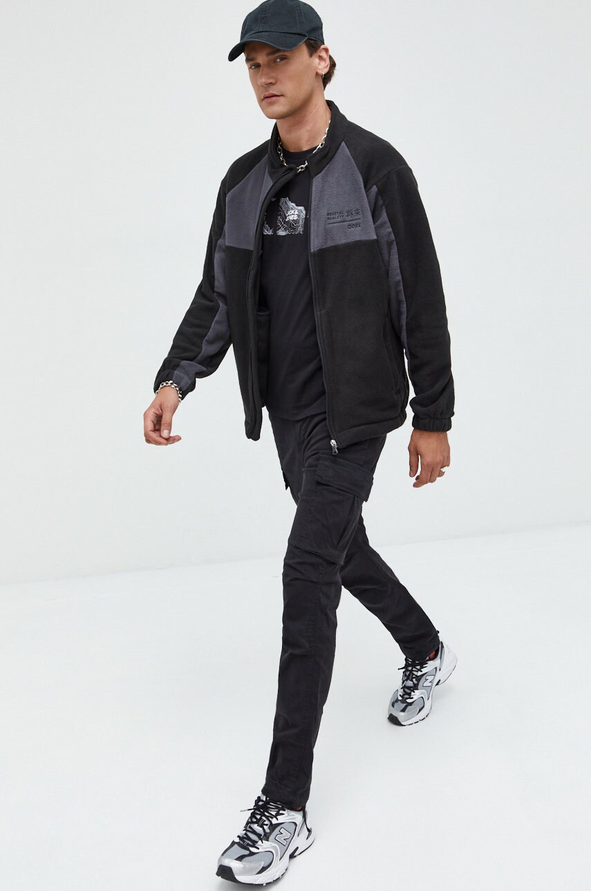 

Хлопковая футболка Jack & Jones Jcotechnic цвет чёрный узорный