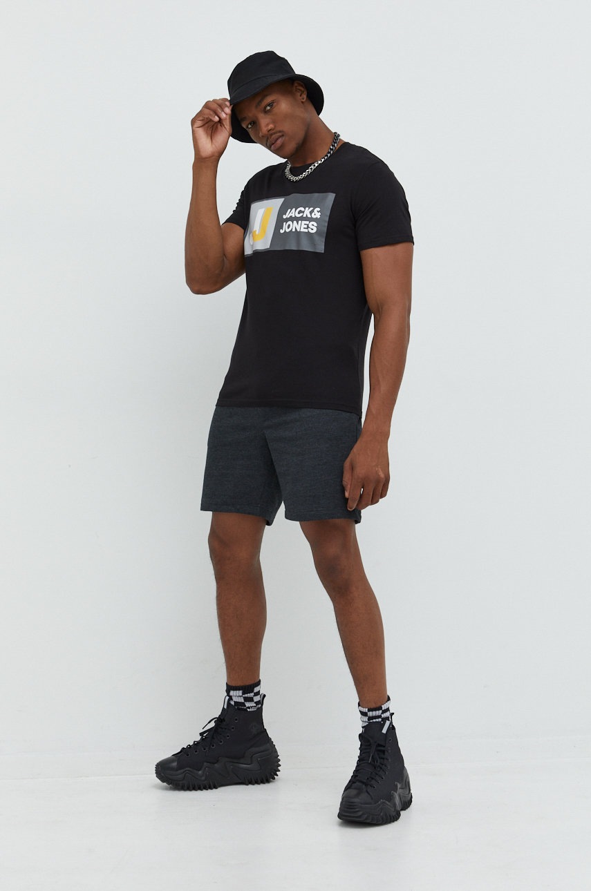 

Хлопковая футболка Jack & Jones Jcologan цвет чёрный с принтом