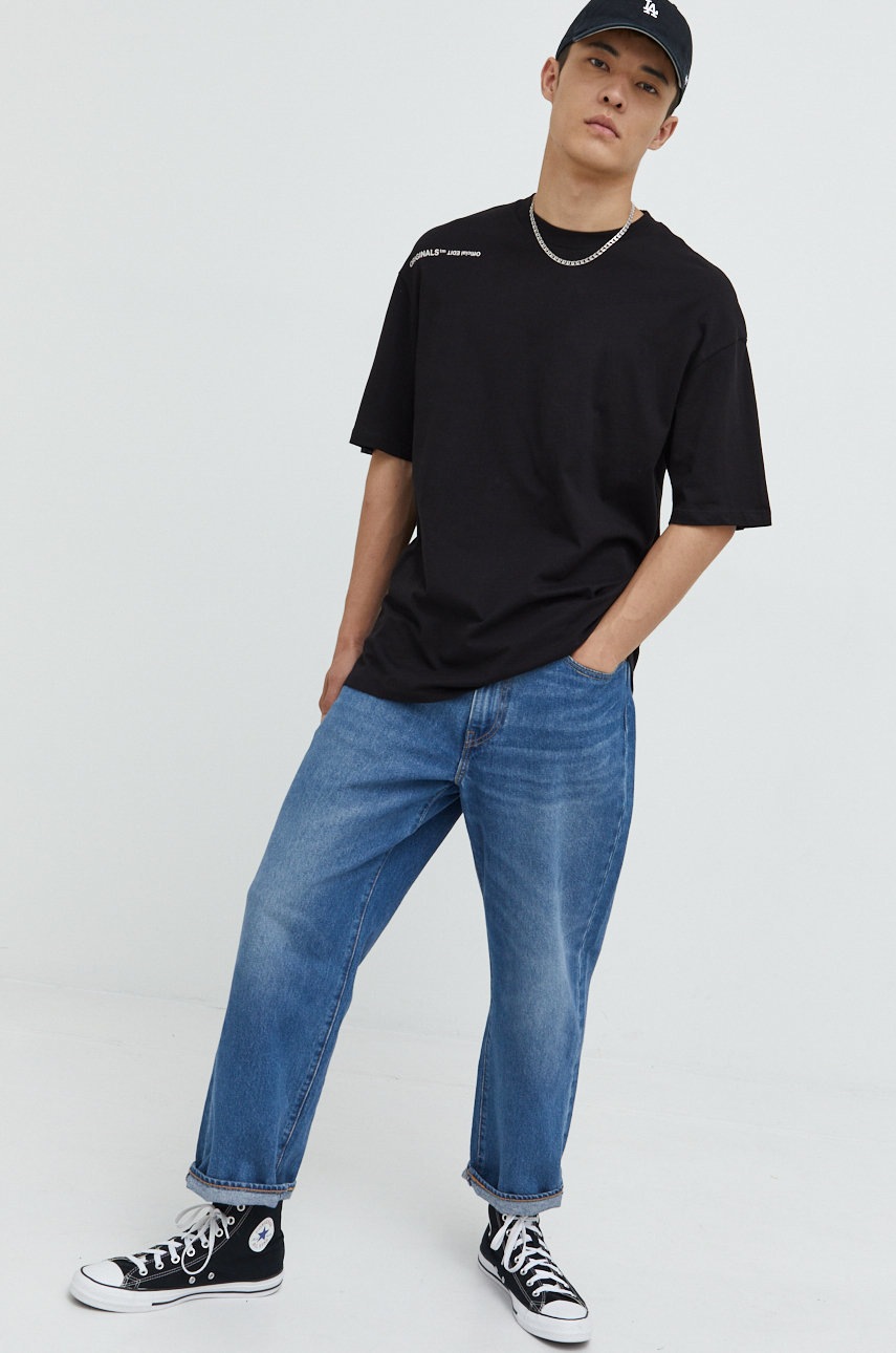 

Хлопковая футболка Jack & Jones Jortypeback цвет чёрный с принтом