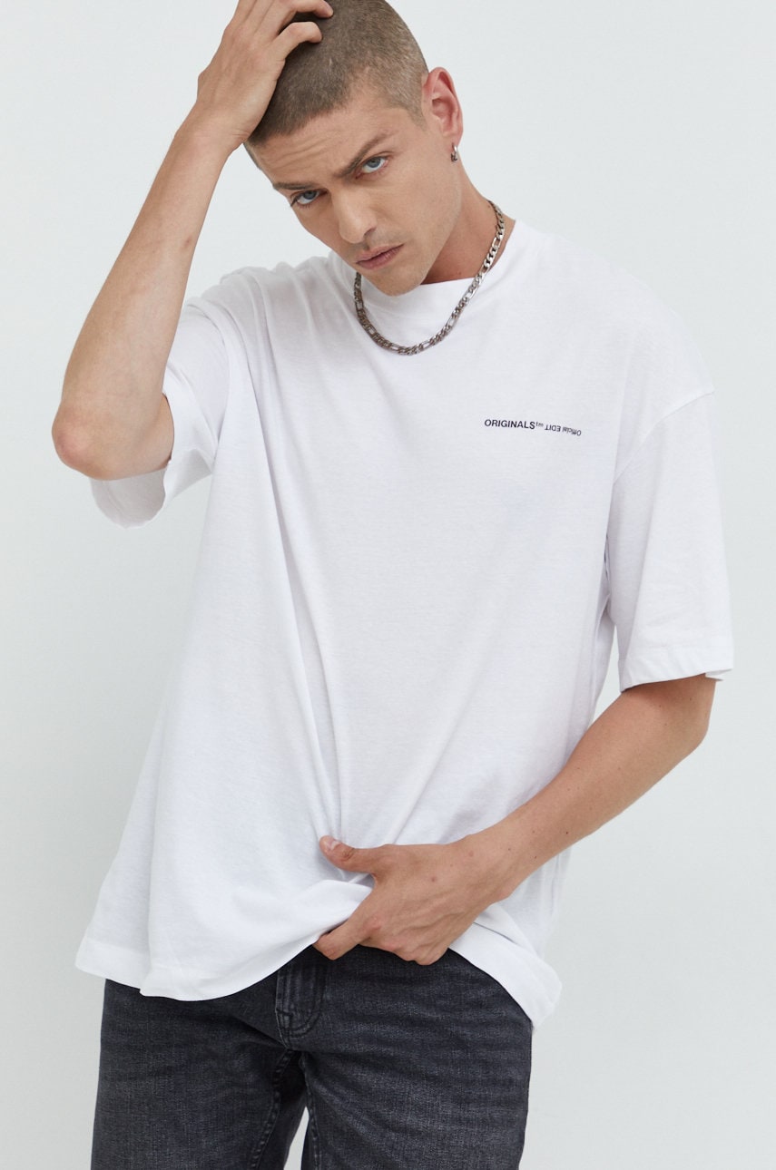 Jack & jones tricou din bumbac jortypechest culoarea alb, cu imprimeu