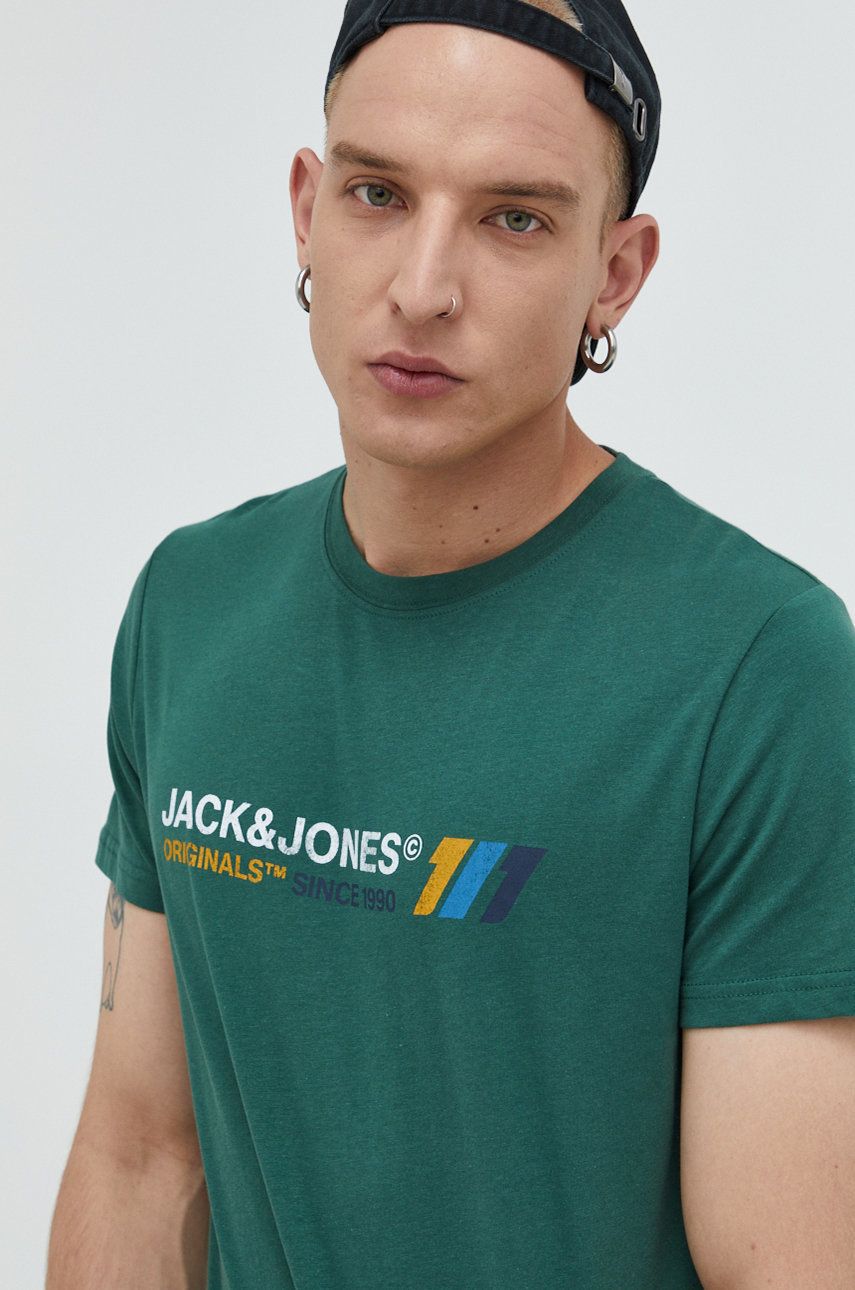 Jack & Jones tricou din bumbac Jornate culoarea verde, cu imprimeu answear.ro imagine noua