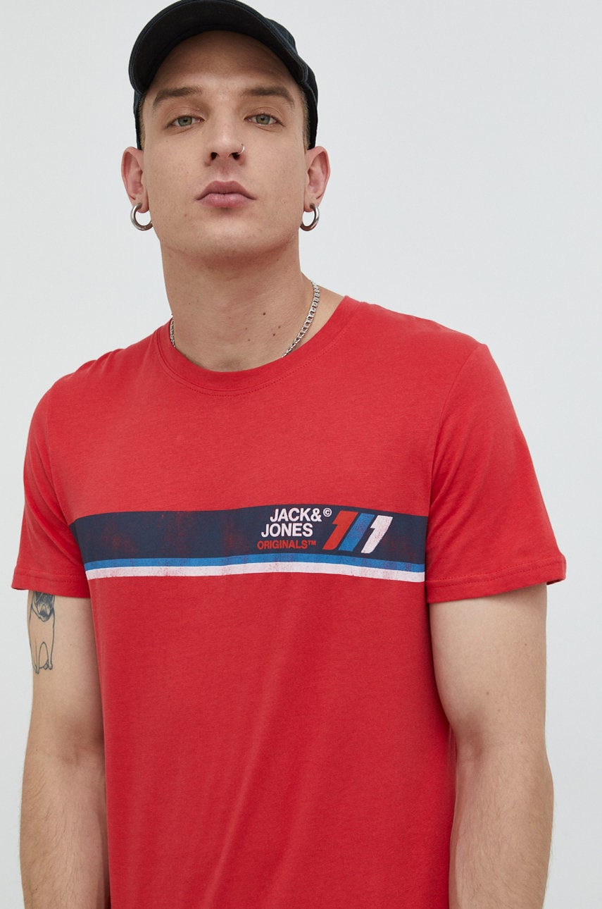 Jack & jones tricou din bumbac jornate culoarea rosu, cu imprimeu