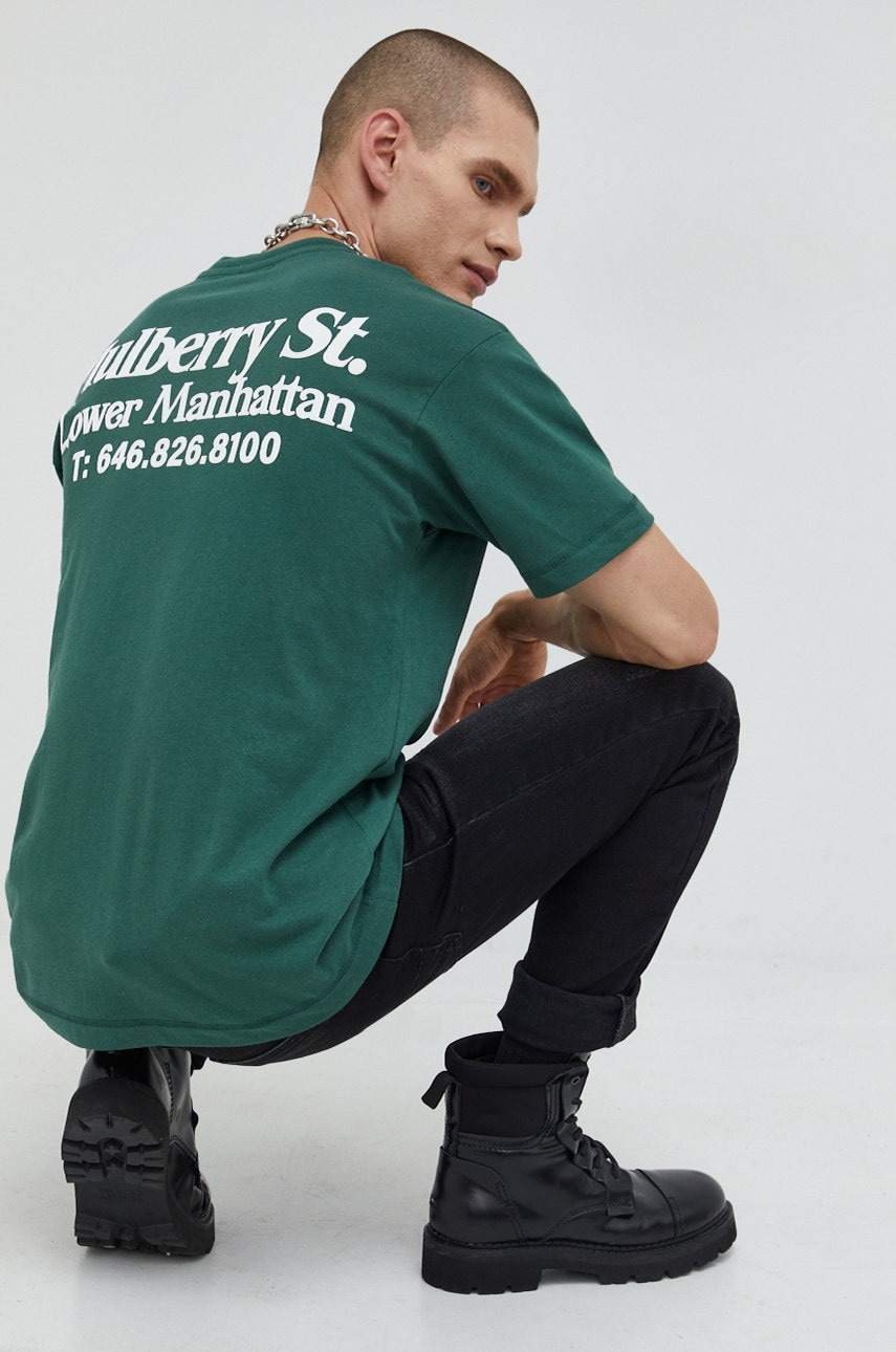 Jack & jones tricou din bumbac jorriverside culoarea verde, cu imprimeu