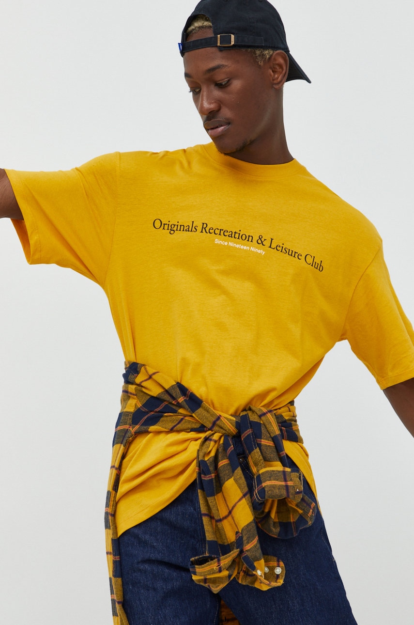 Jack & jones tricou din bumbac jorbrink culoarea galben, cu imprimeu