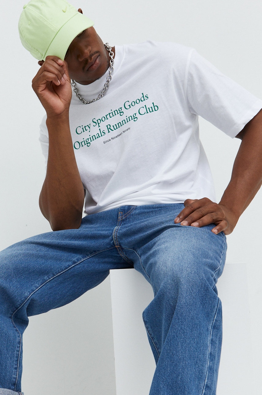 Jack & jones tricou din bumbac jorbrink culoarea alb, cu imprimeu