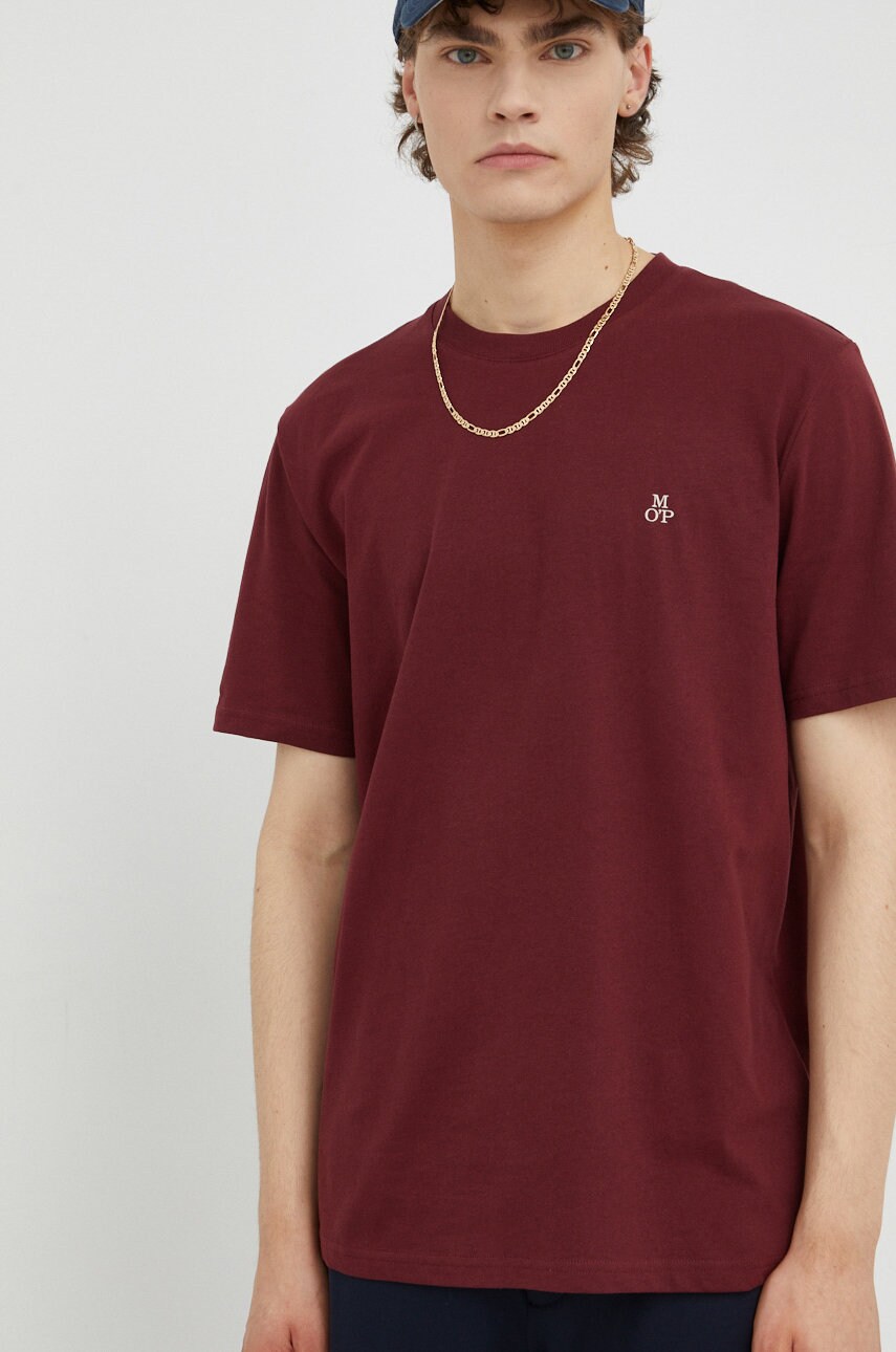 Marc o'polo tricou din bumbac culoarea bordo, melanj