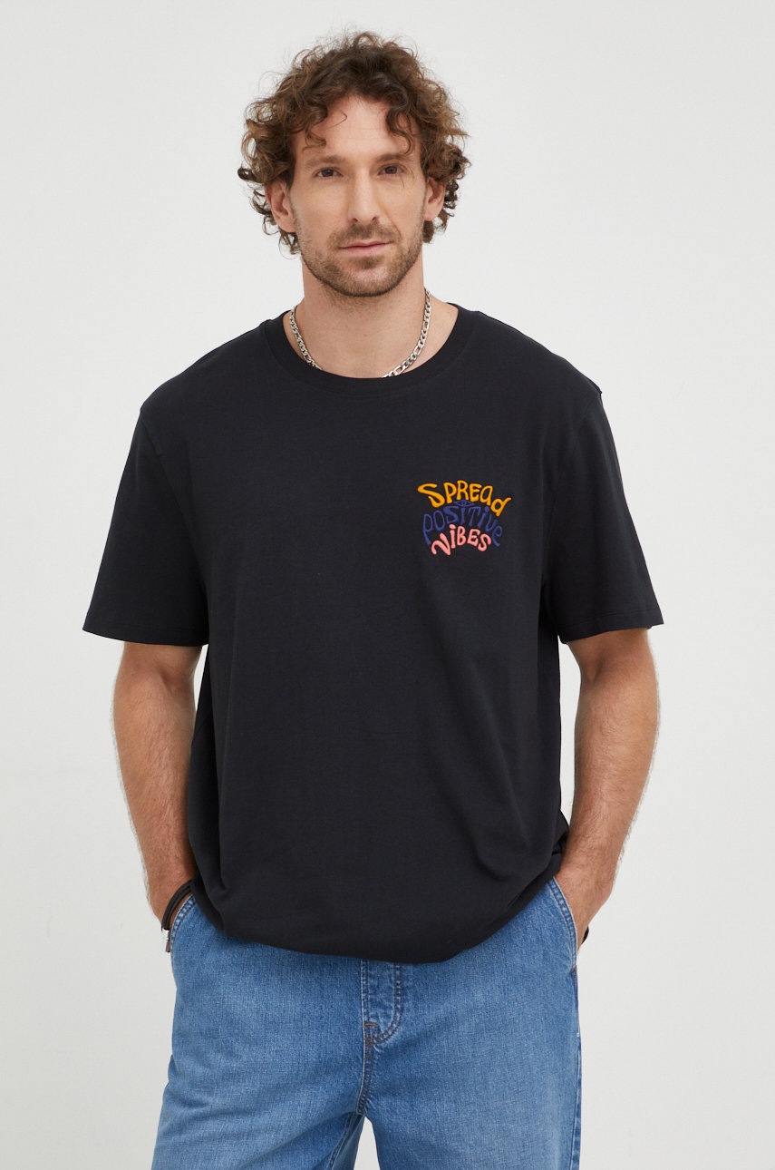 

Памучна тениска Wrangler в черно с апликация, Черен