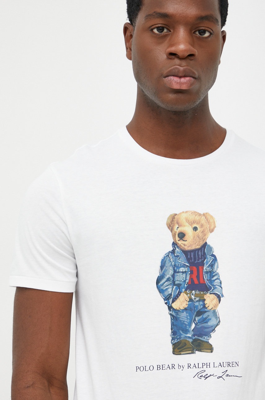 

Памучна тениска Polo Ralph Lauren в бяло с изчистен дизайн, Бял
