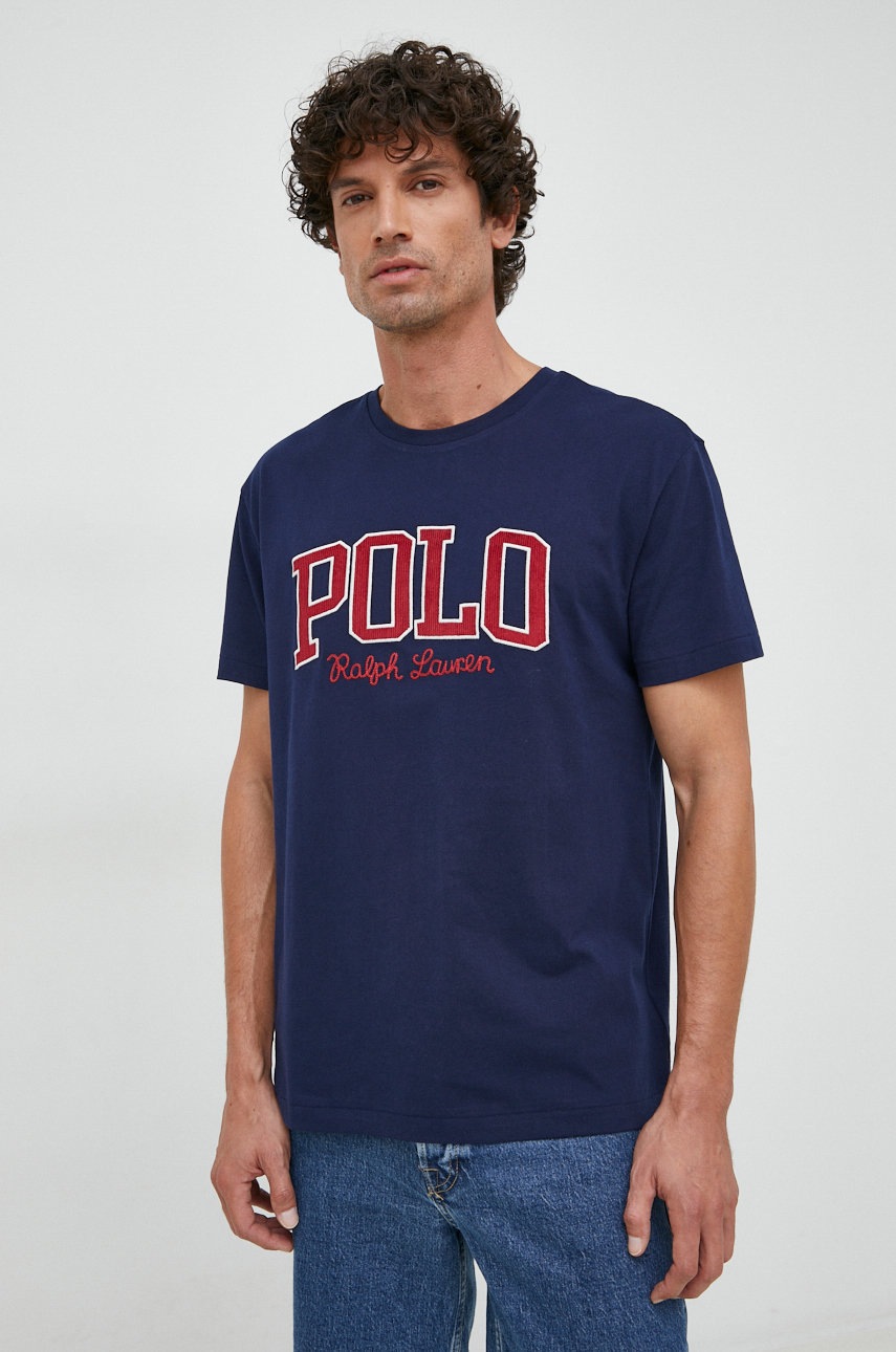 

Бавовняна футболка Polo Ralph Lauren колір синій з аплікацією