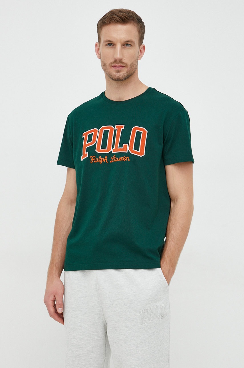 

Бавовняна футболка Polo Ralph Lauren колір зелений з аплікацією