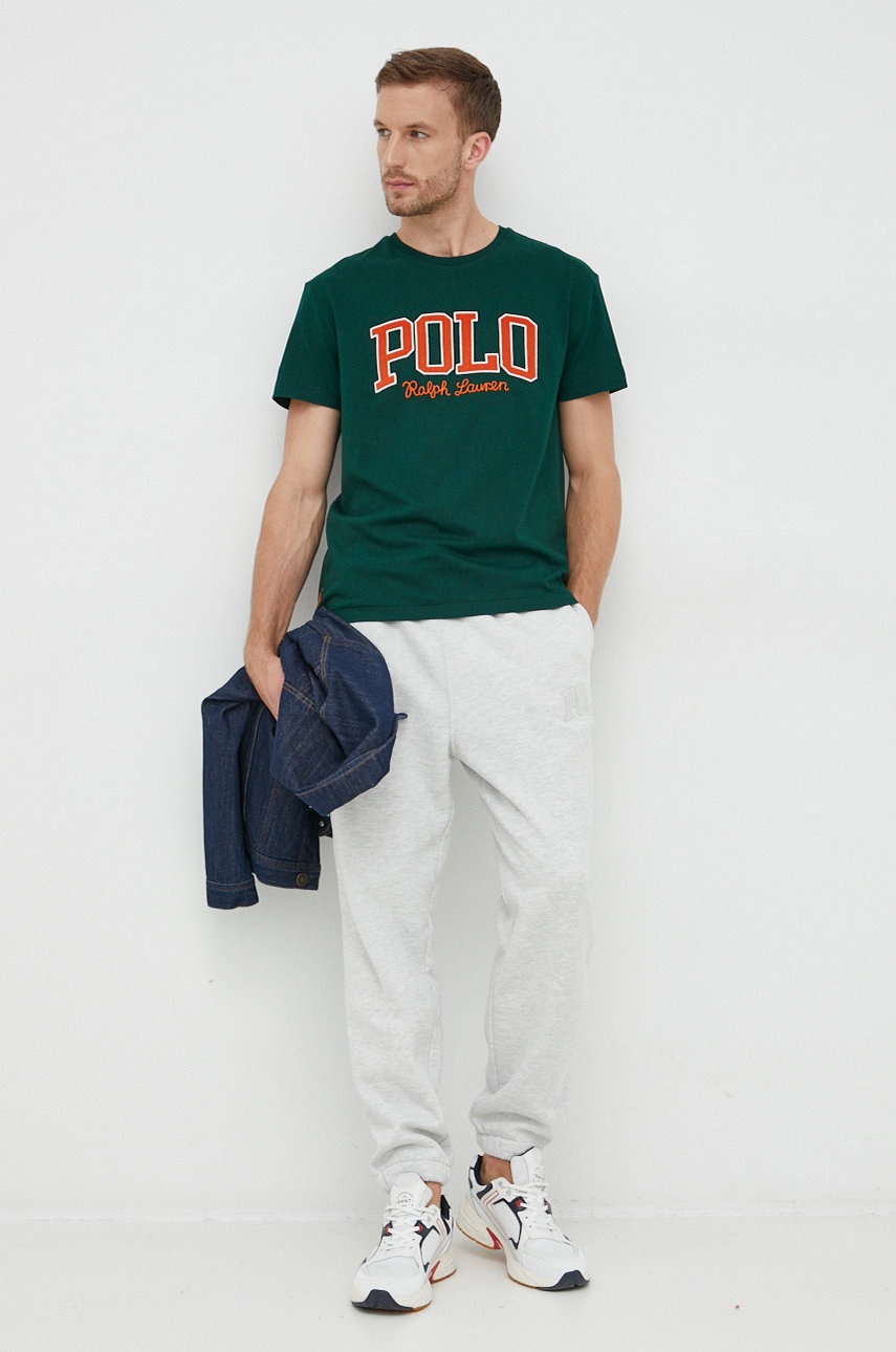 

Бавовняна футболка Polo Ralph Lauren колір зелений з аплікацією