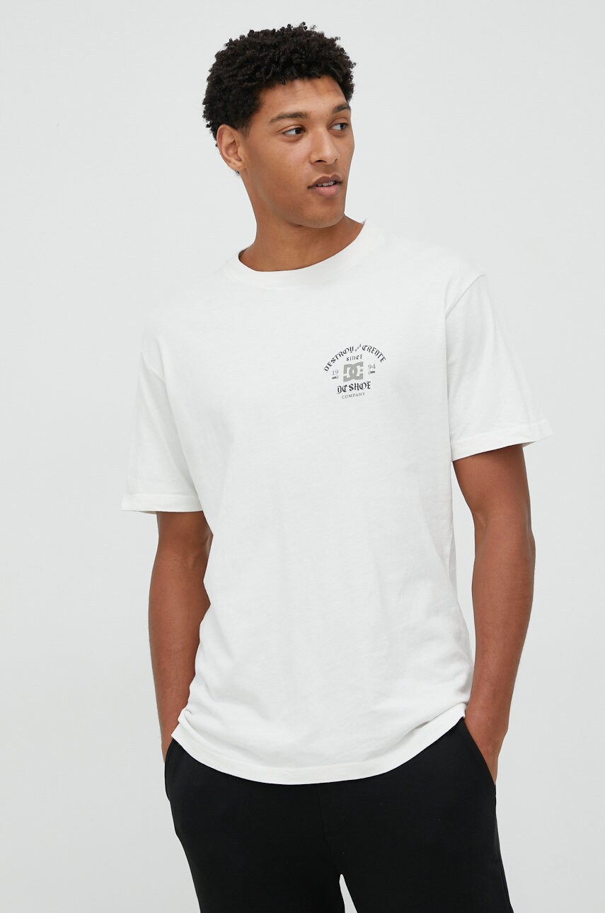 Dc tricou din bumbac culoarea alb, neted