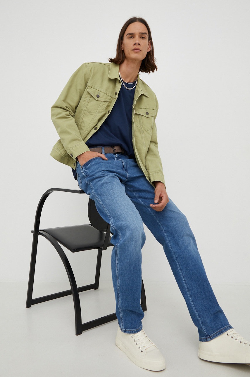 

Хлопковая футболка Wrangler цвет синий с принтом