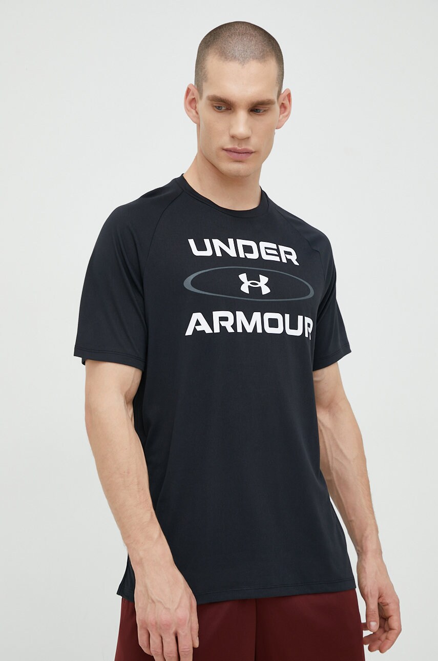 Under armour tricou de antrenament tech 2.0 , culoarea negru, cu imprimeu
